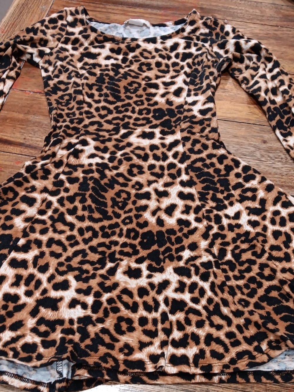 love J Leopard Print Long Sleeve Skater Dress - Brown & Black